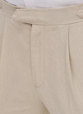 Beżowe spodnie męskie z lnem