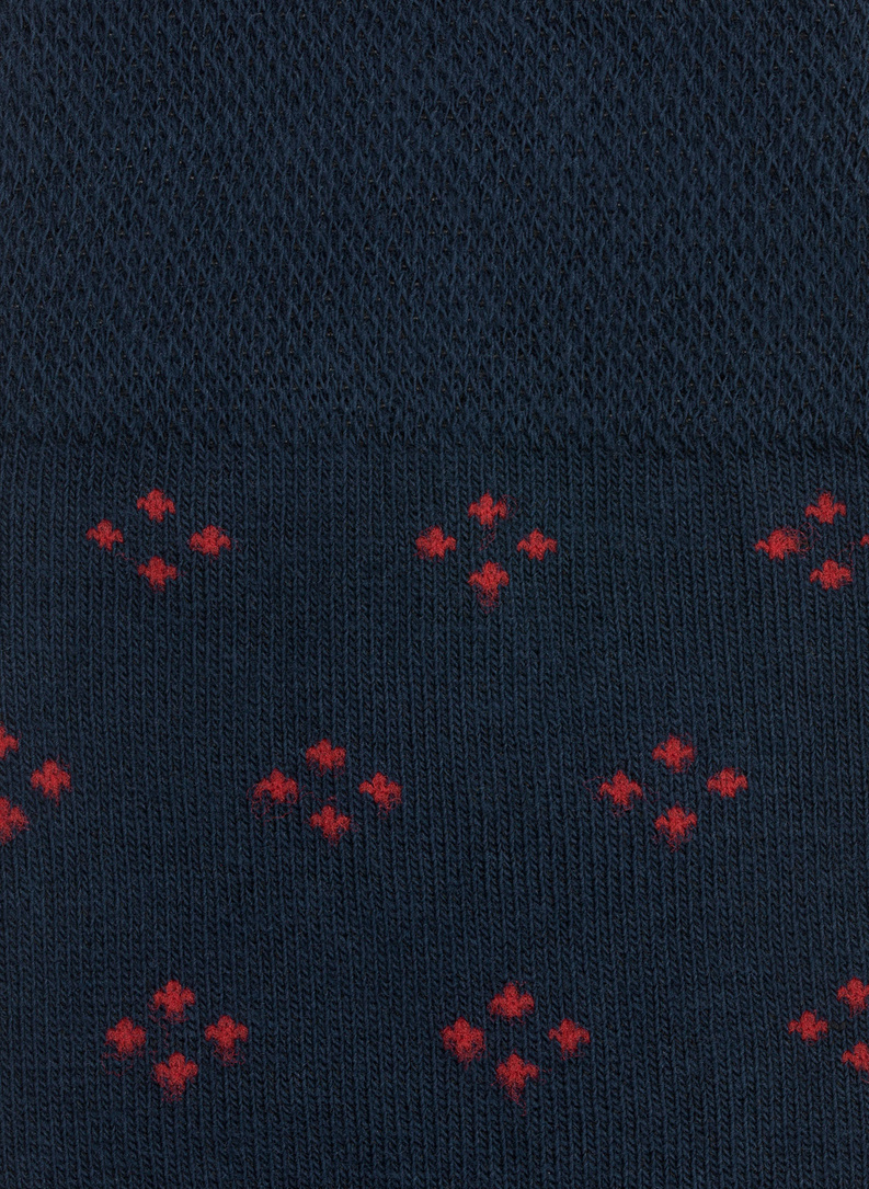 Granatowe skarpetki męskie w czerwone wzorki