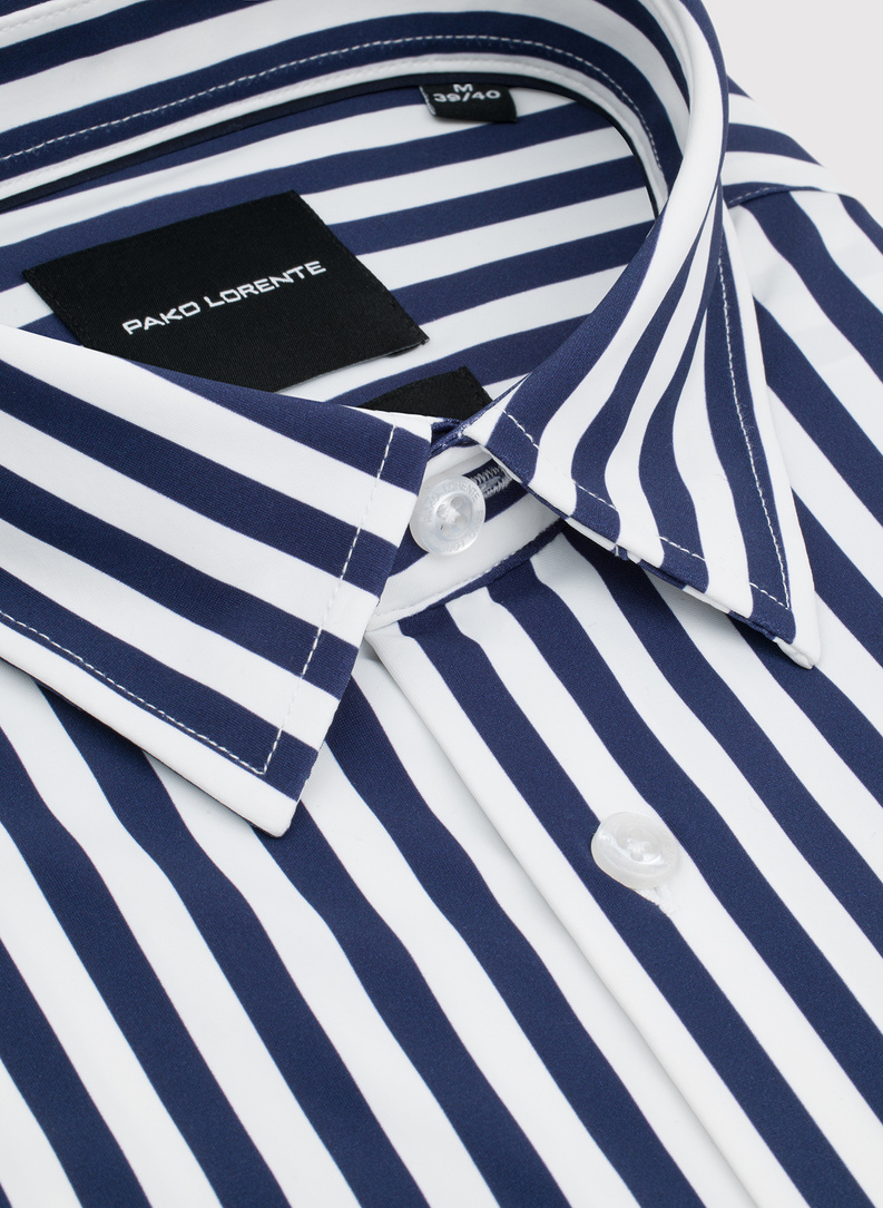 Koszula męska w granatowy prążek