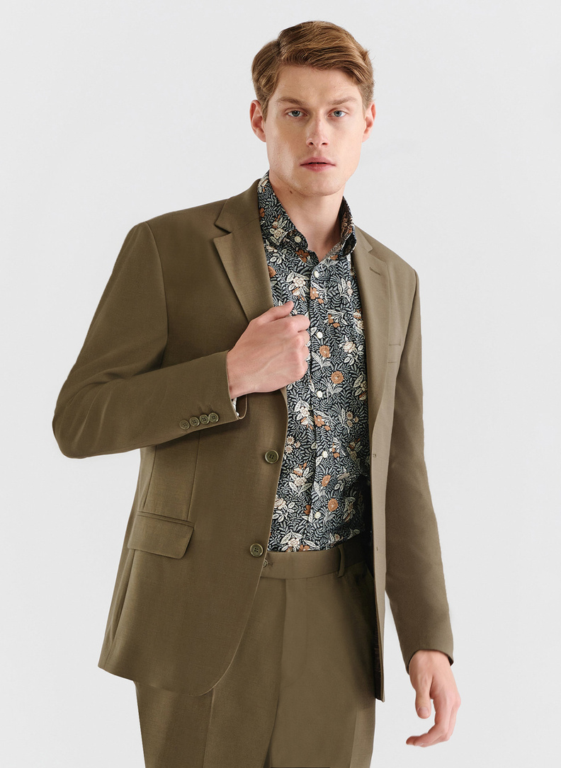 Zielony garnitur z wełną