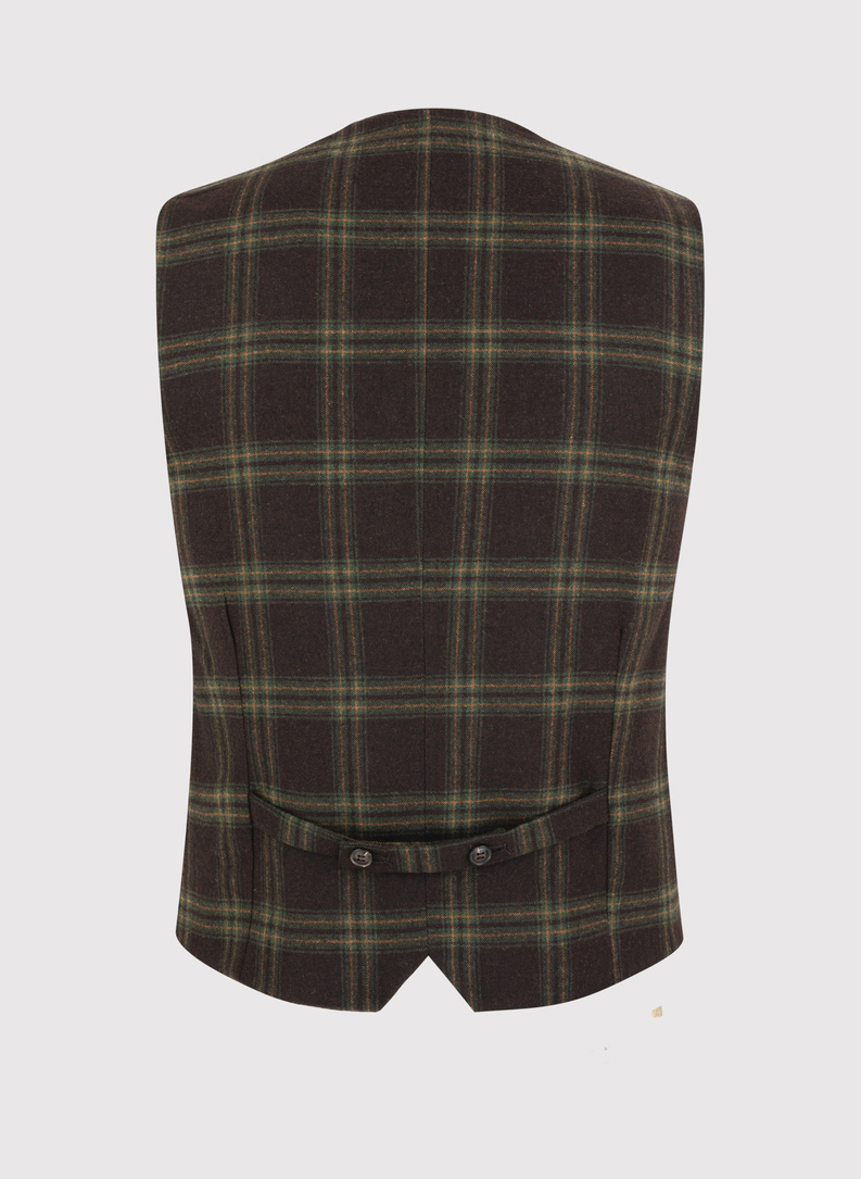 Brązowa kamizelka męska w kratę