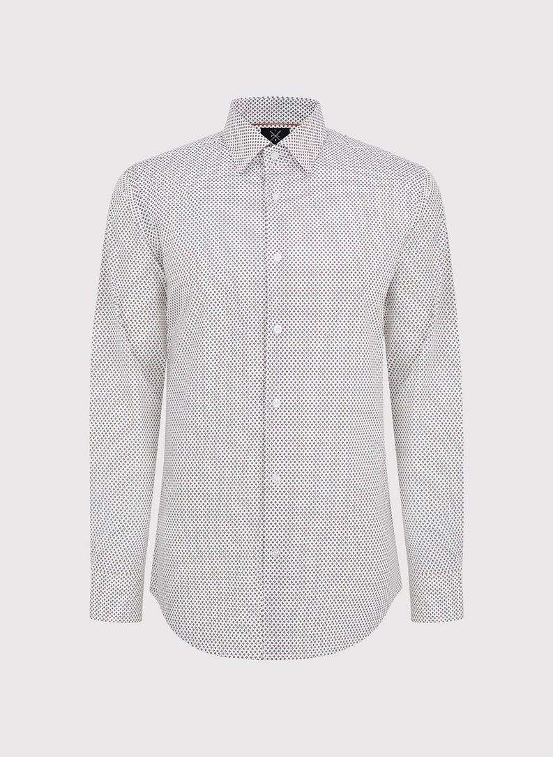 Biała koszula męska w mikrowzór