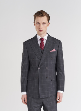 Dwuczęściowy szary dwurzędowy garnitur