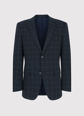 Granatowa marynarka garniturowa w kratę