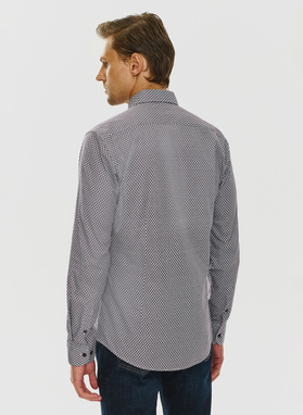 Bordowa wzorzysta koszula męska 