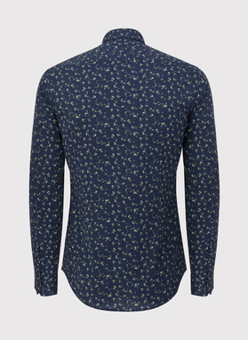 Granatowa koszula męska w zielone motyle