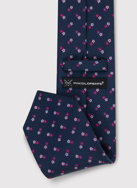 Krawat w kolorze granatowym w drobne kwiatuszki