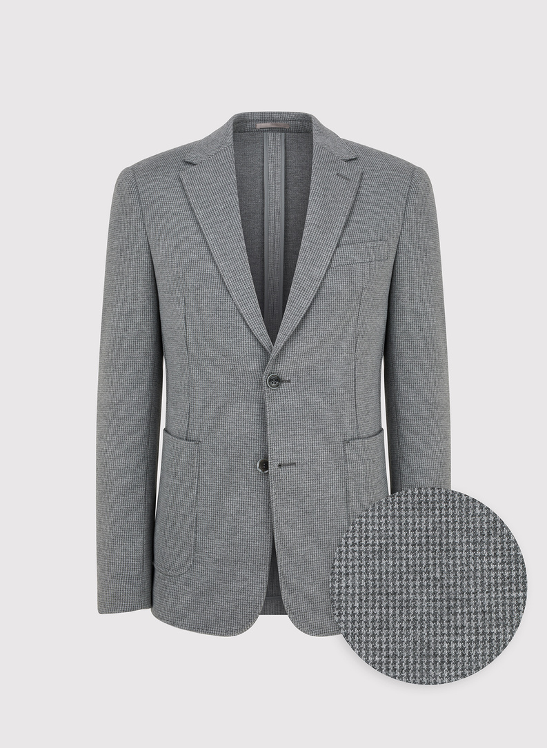 Szara marynarka w pepitkę z dzianiny