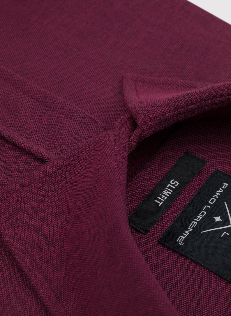 Gładka taliowania koszula w kolorze bordowym