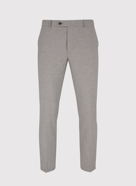 Brązowe spodnie garniturowe w kratę