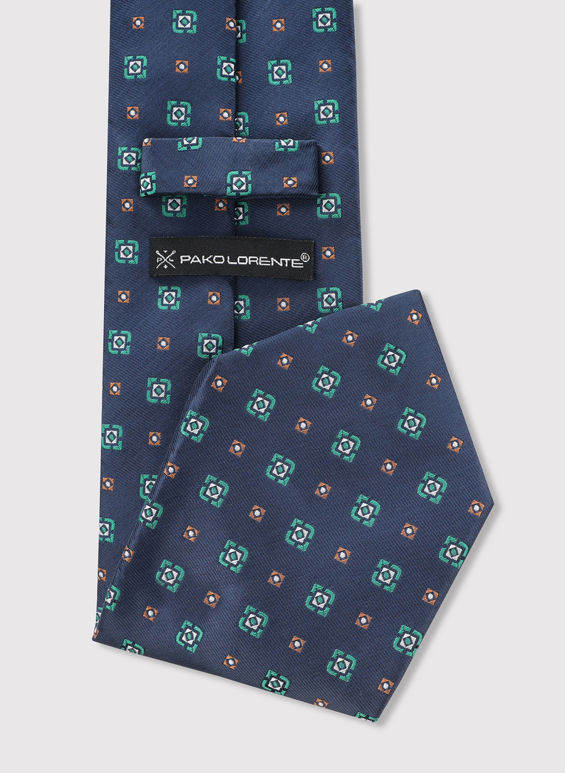 Granatowy krawat męski w drobny wzór