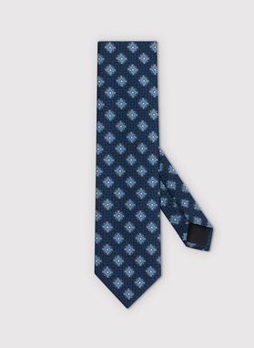 Granatowy krawat męski w kwiaty