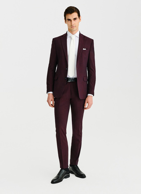 Bordowy garnitur męski
