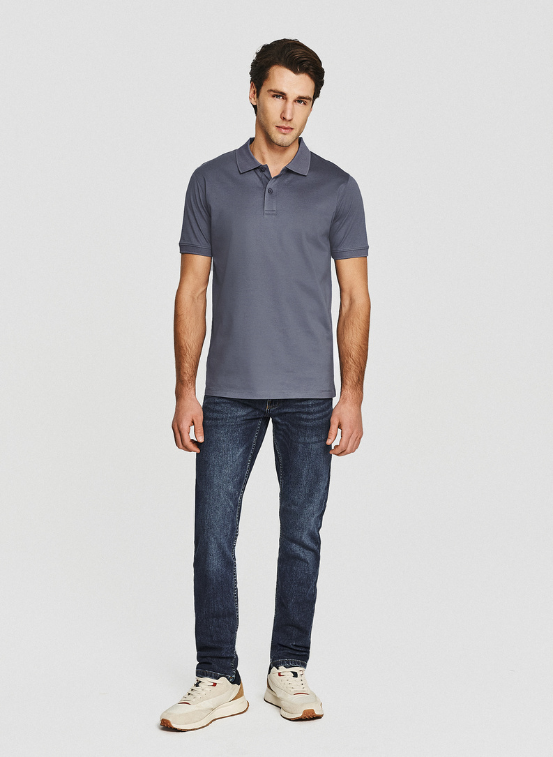Niebieski t-shirt polo z bawełny