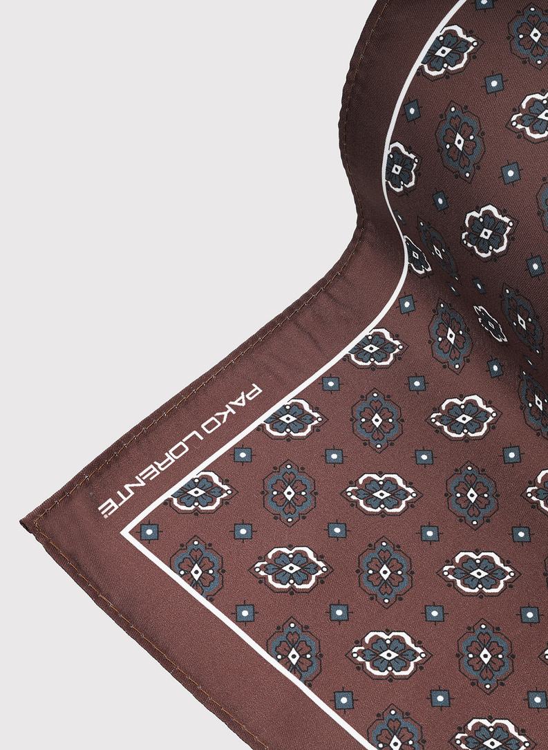 Brązowa poszetka męska we wzory
