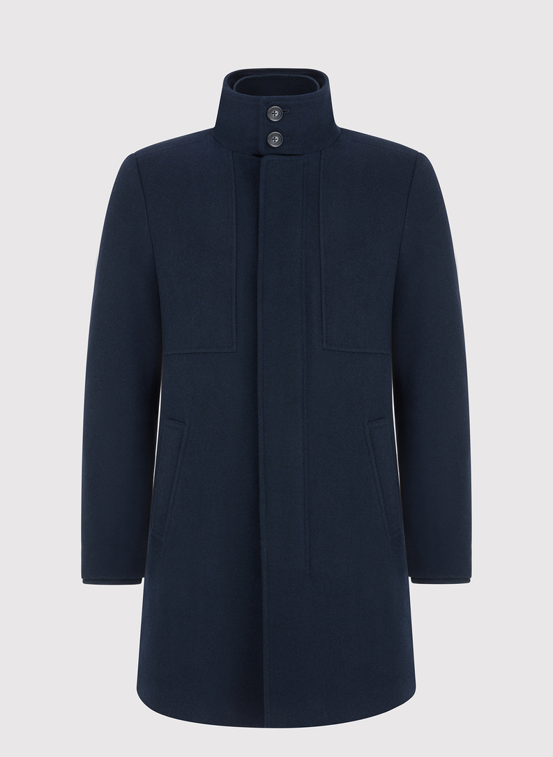 Wełniany płaszcz męski w kolorze granatowym