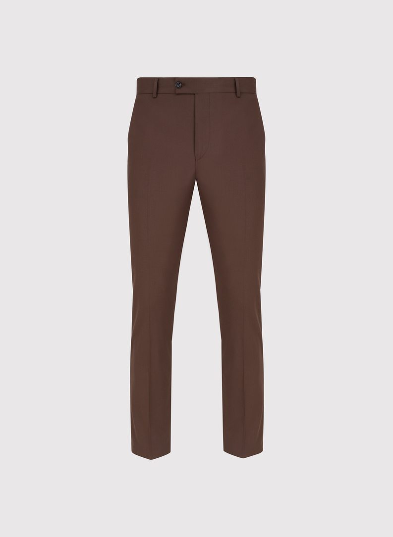 Gładki brązowy garnitur męski