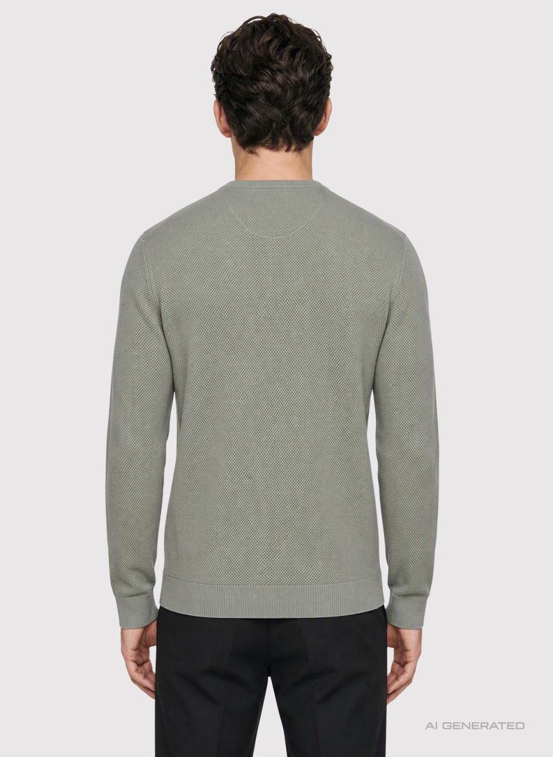 Szałwiowy sweter męski o-neck