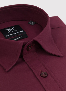 Bordowa gładka koszula męska 
