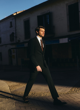 Wełniany zielony garnitur męski