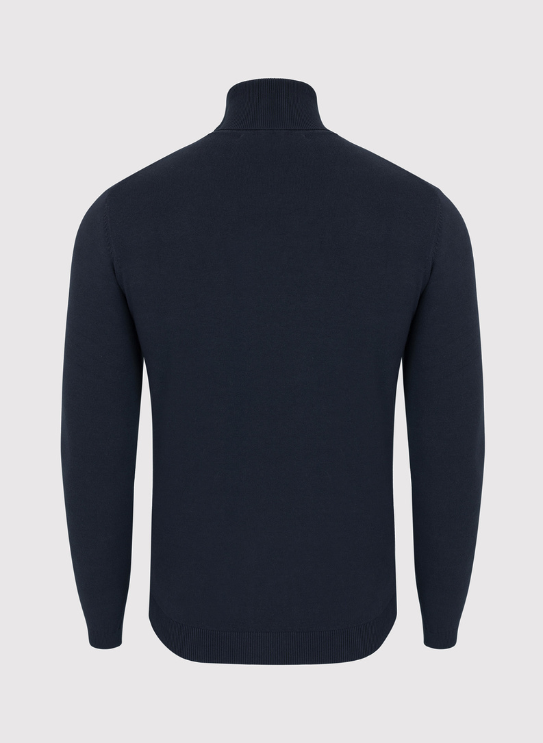 Gładki basicowy golf męski w kolorze granatowym