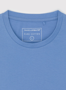 Bawełniany niebieski t-shirt z okrągłym dekoltem