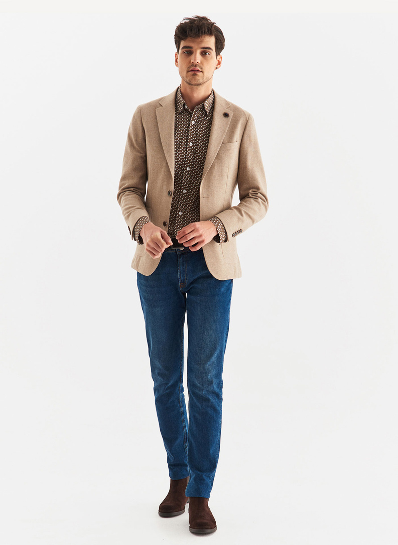 Casualowa marynarka męska w kolorze beżowym