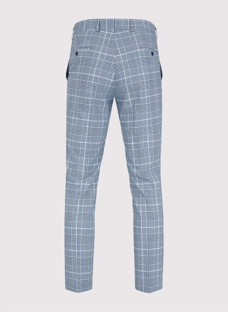 Niebieskie spodnie garniturowe w kratę