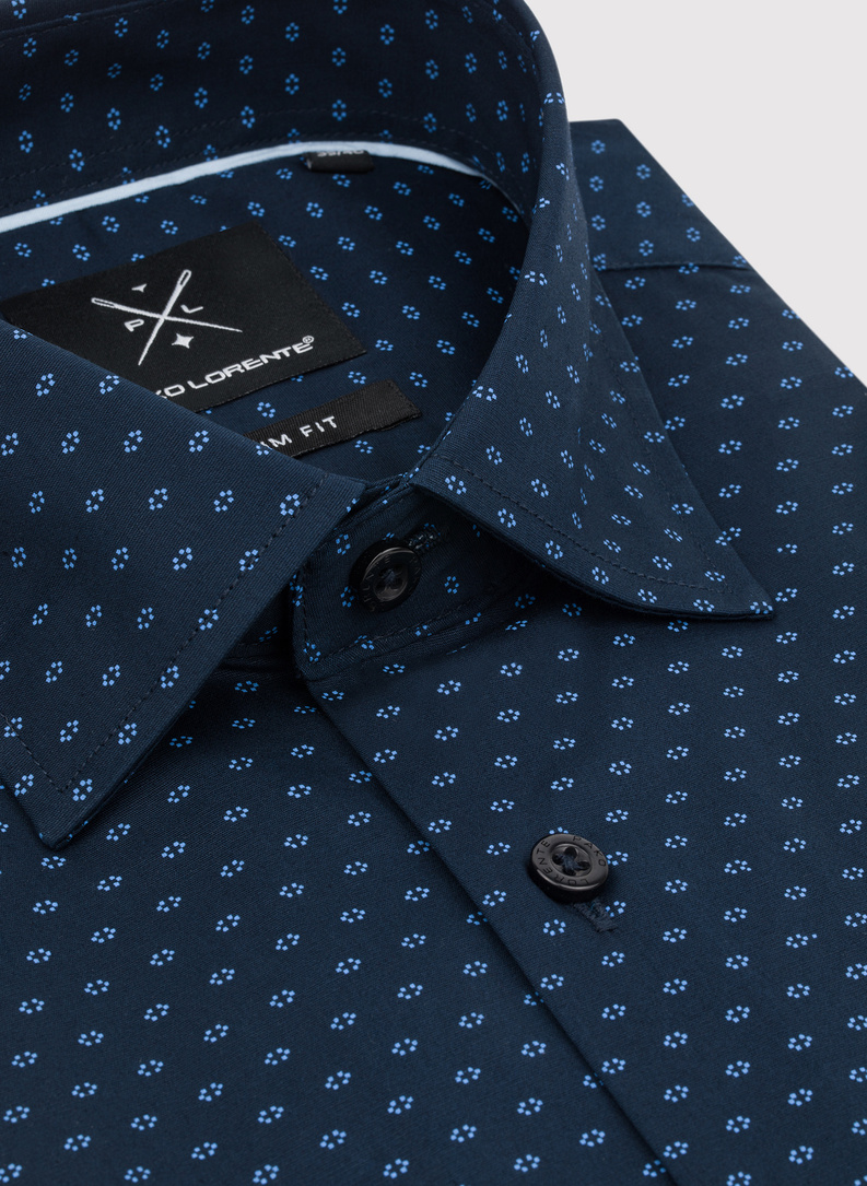 Granatowa koszula męska w mikrowzór