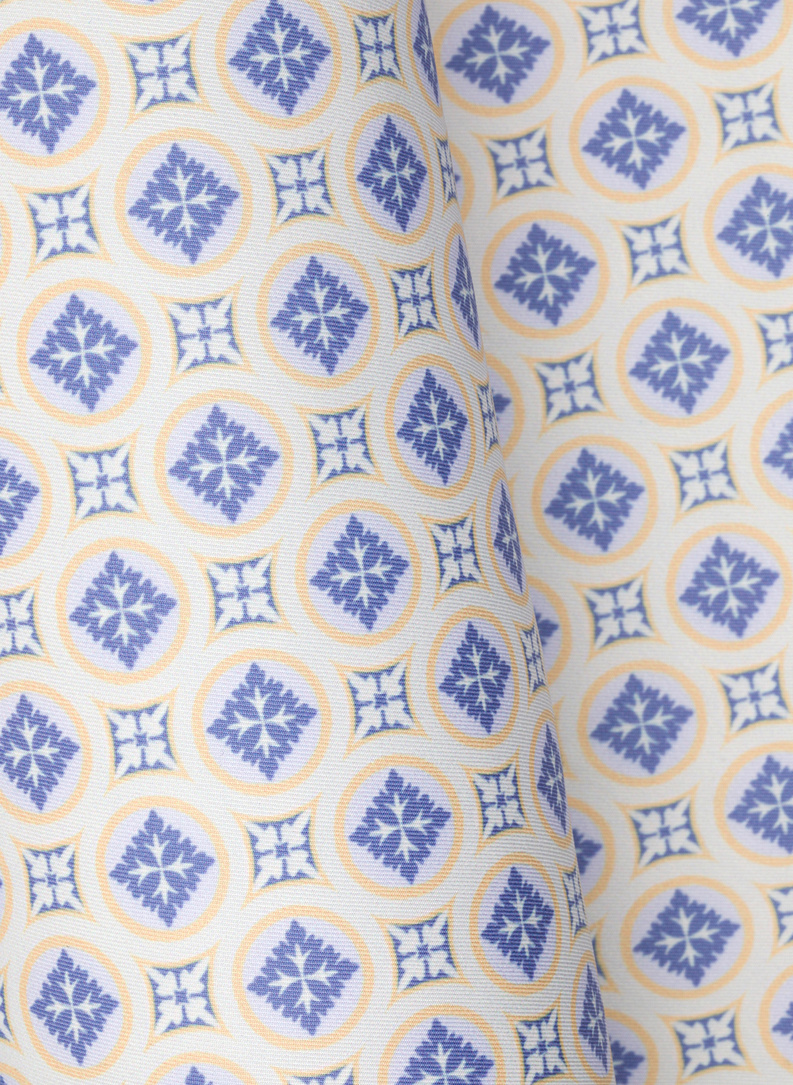 Ecru poszetka męska ze wzorem na całej powierzchni