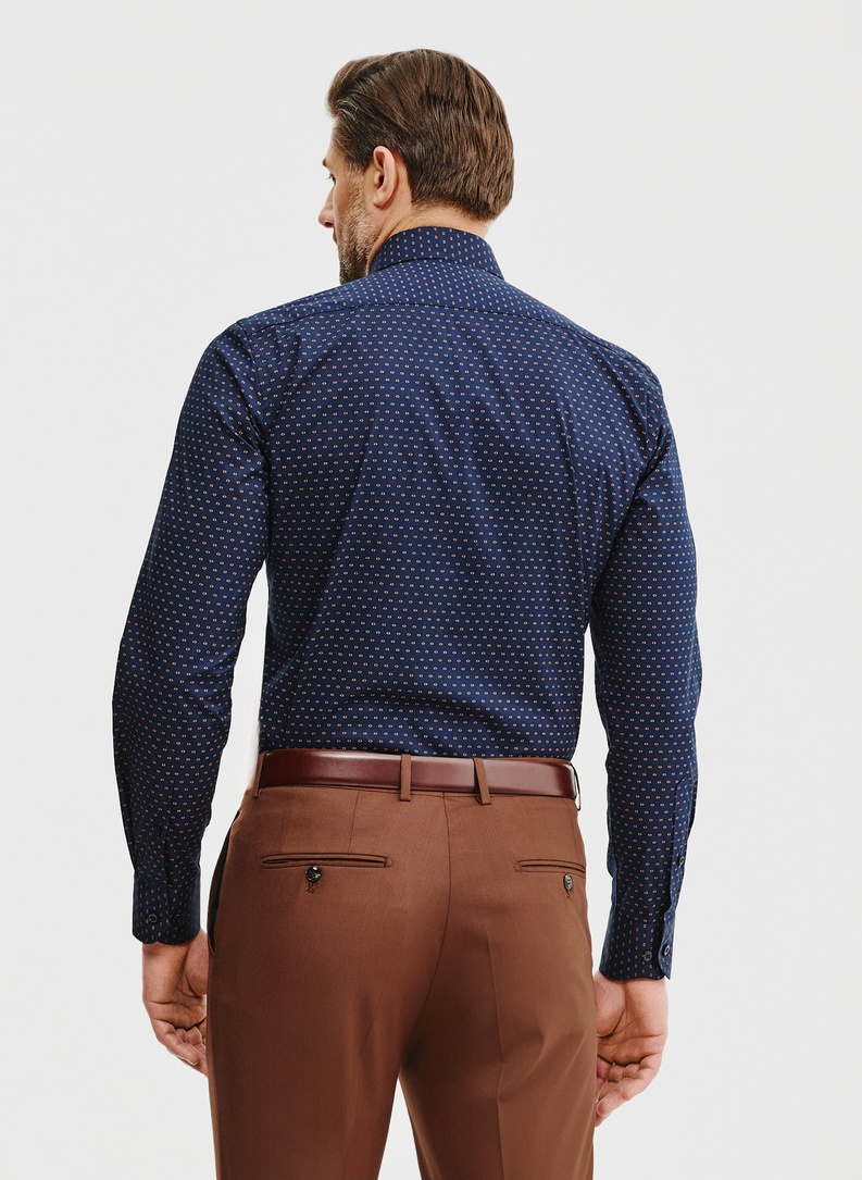 Granatowa koszula męska mikrowzór