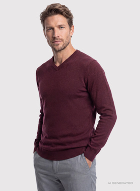Bordowy sweter v-neck