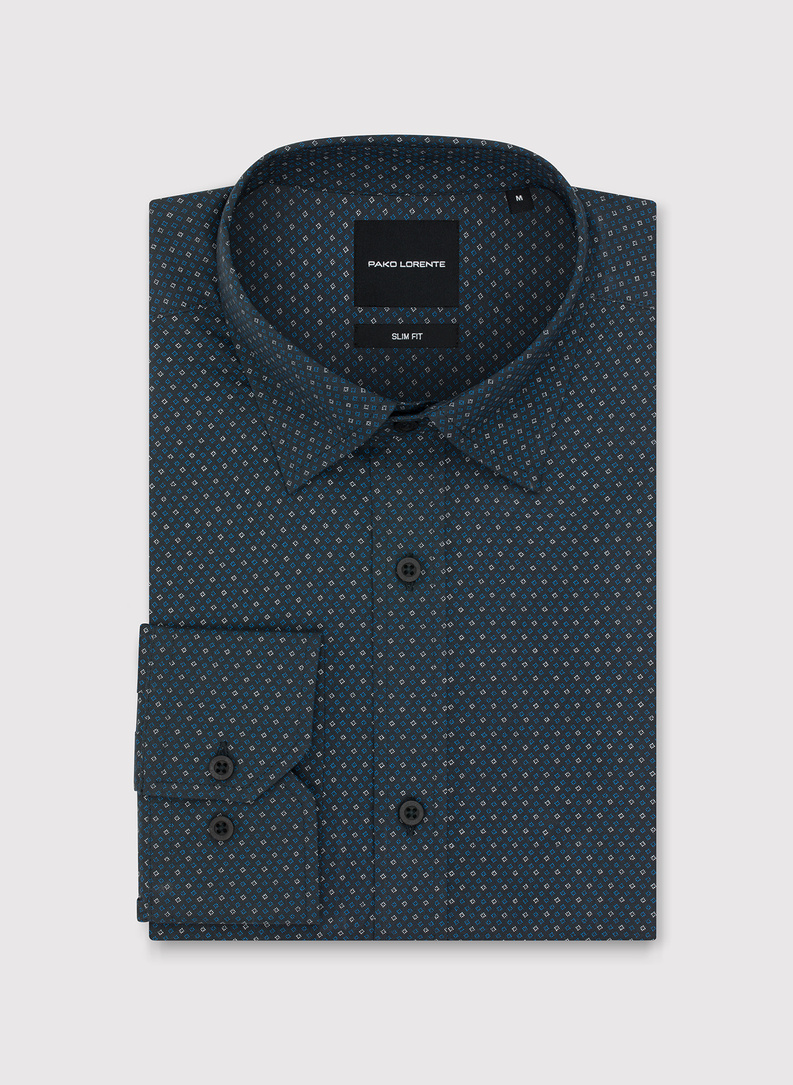 Czarna koszula męska wzór geometryczny