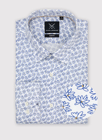Biała koszula męska w niebieskie kwiaty