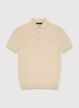 T-shirt polo o ciekawej fakturze w kolorze ecru