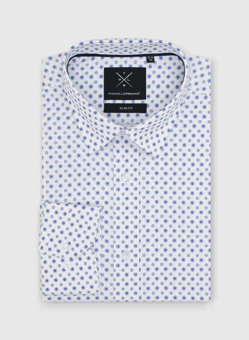 Biała koszula męska mikrowzór