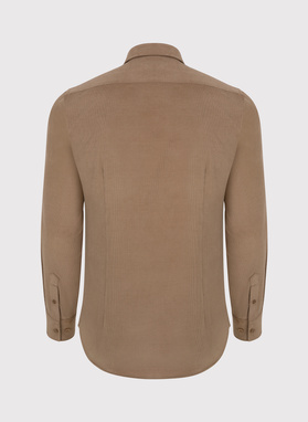 Sztruksowa koszula męska w kolorze beżowym