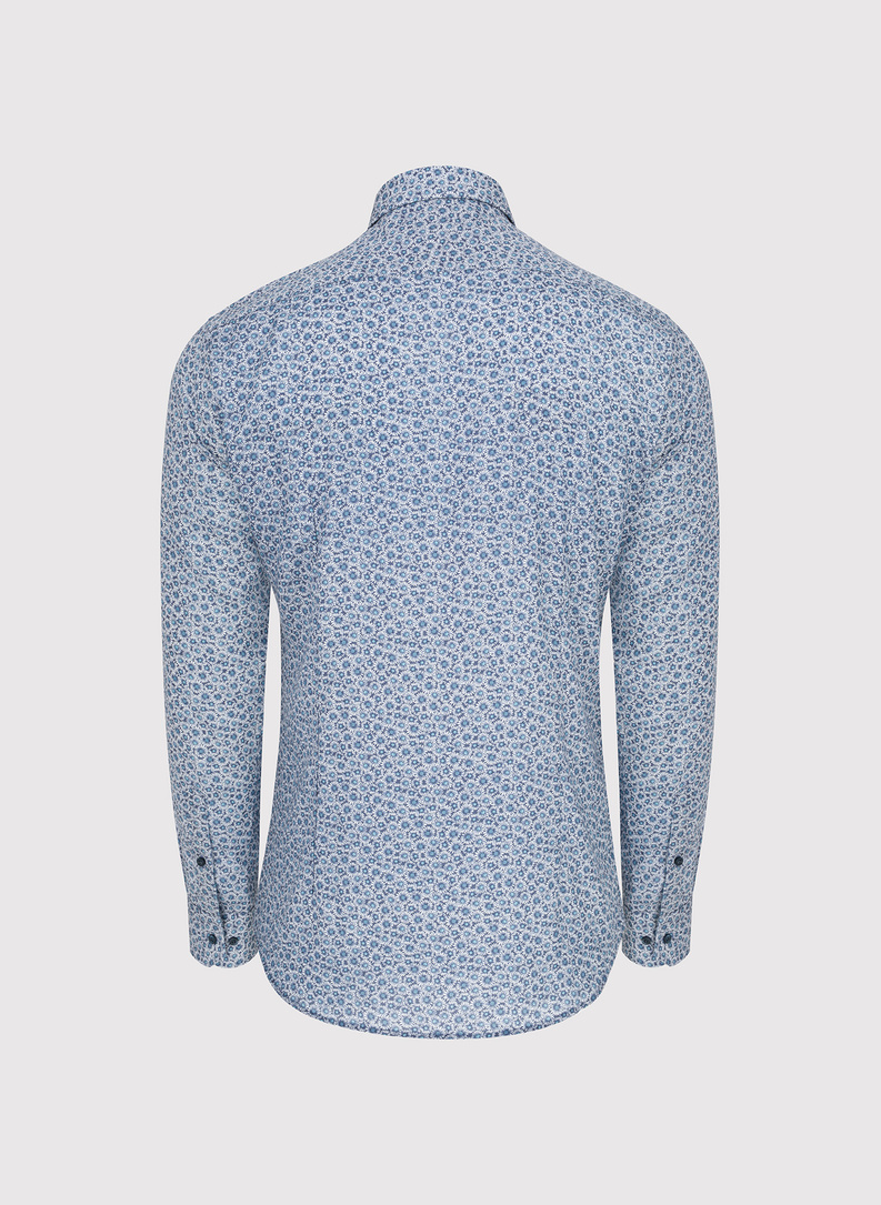 Niebieska koszula męska w kwiaty