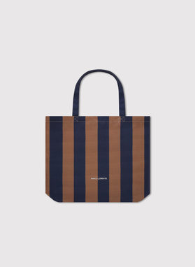 Brązowo-granatowa torba plażowa w pasy