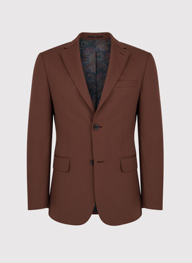 Gładka marynarka garniturowa w kolorze brązowym