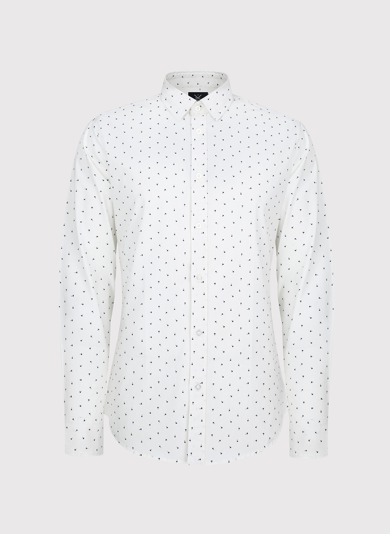 Biała koszula męska w mikrowzór