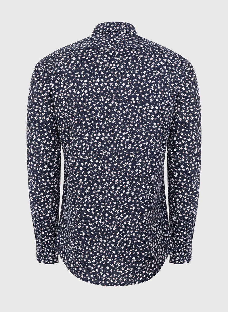 Granatowa koszula męska w kwiatki 