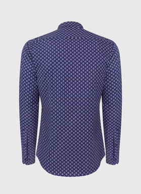 Męska granatowa koszula w kwiatki