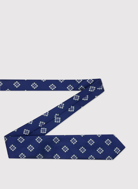 Granatowy krawat męski we wzór geometryczny