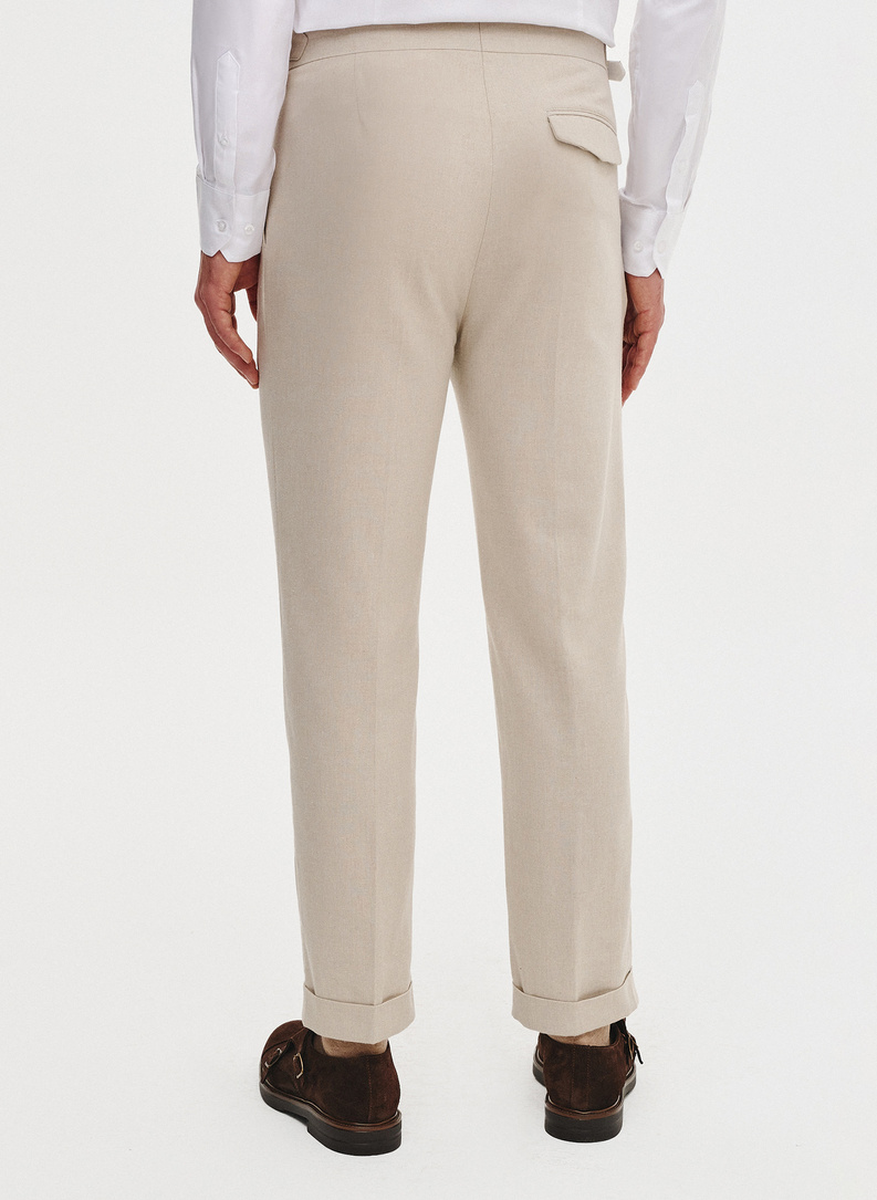 Beżowe spodnie męskie z lnem