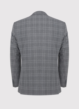 Szara marynarka garniturowa w kratkę