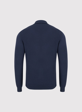 Granatowy sweter z kołnierzykiem polo