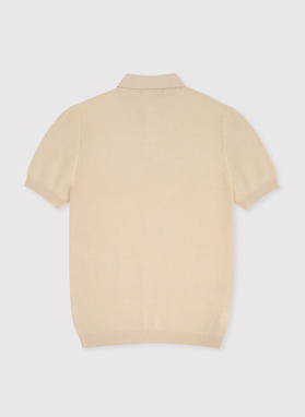 T-shirt polo o ciekawej fakturze w kolorze ecru