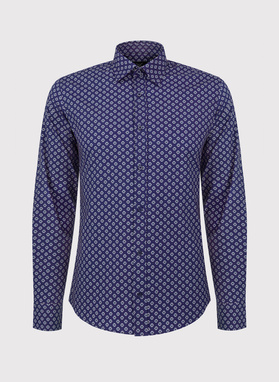 Męska granatowa koszula w kwiatki