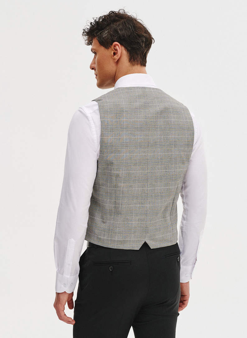 Dwurzędowa kamizelka w kratę